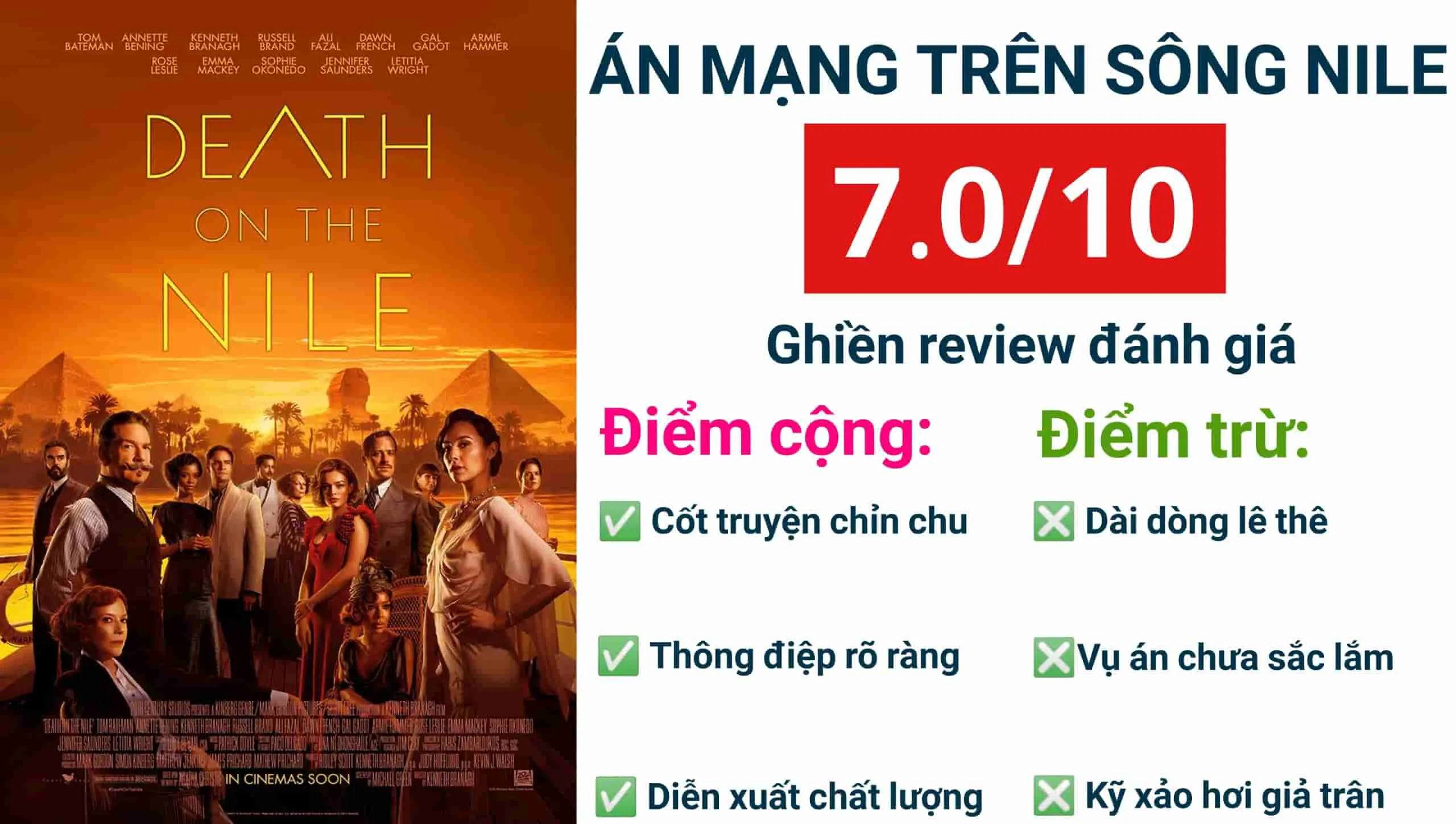 Review phim Án mạng trên sông Nile: Ổn áp thưởng thức mùa Valentine