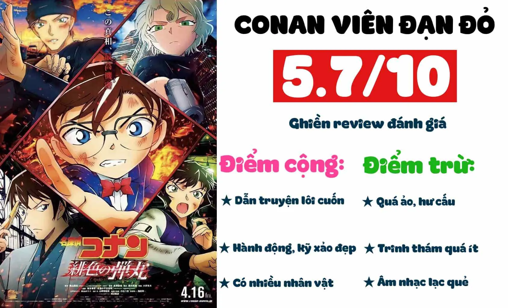 Review phim Conan Viên đạn đỏ – Trinh thám ít, ảo lòi nhiều