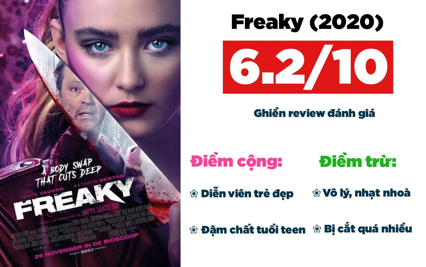 Review phim Freaky (2024) – Quái đản: Bị cắt, vô lý và nhạt nhòa