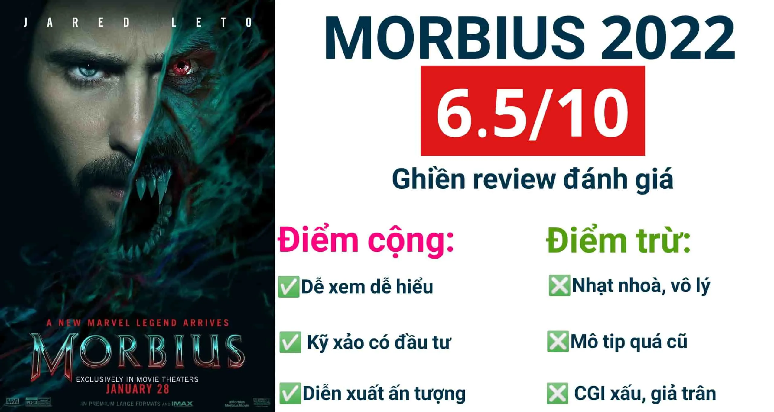 Review phim Morbius (2024) – Màn chào sân ổn áp của Người dơi Marvel