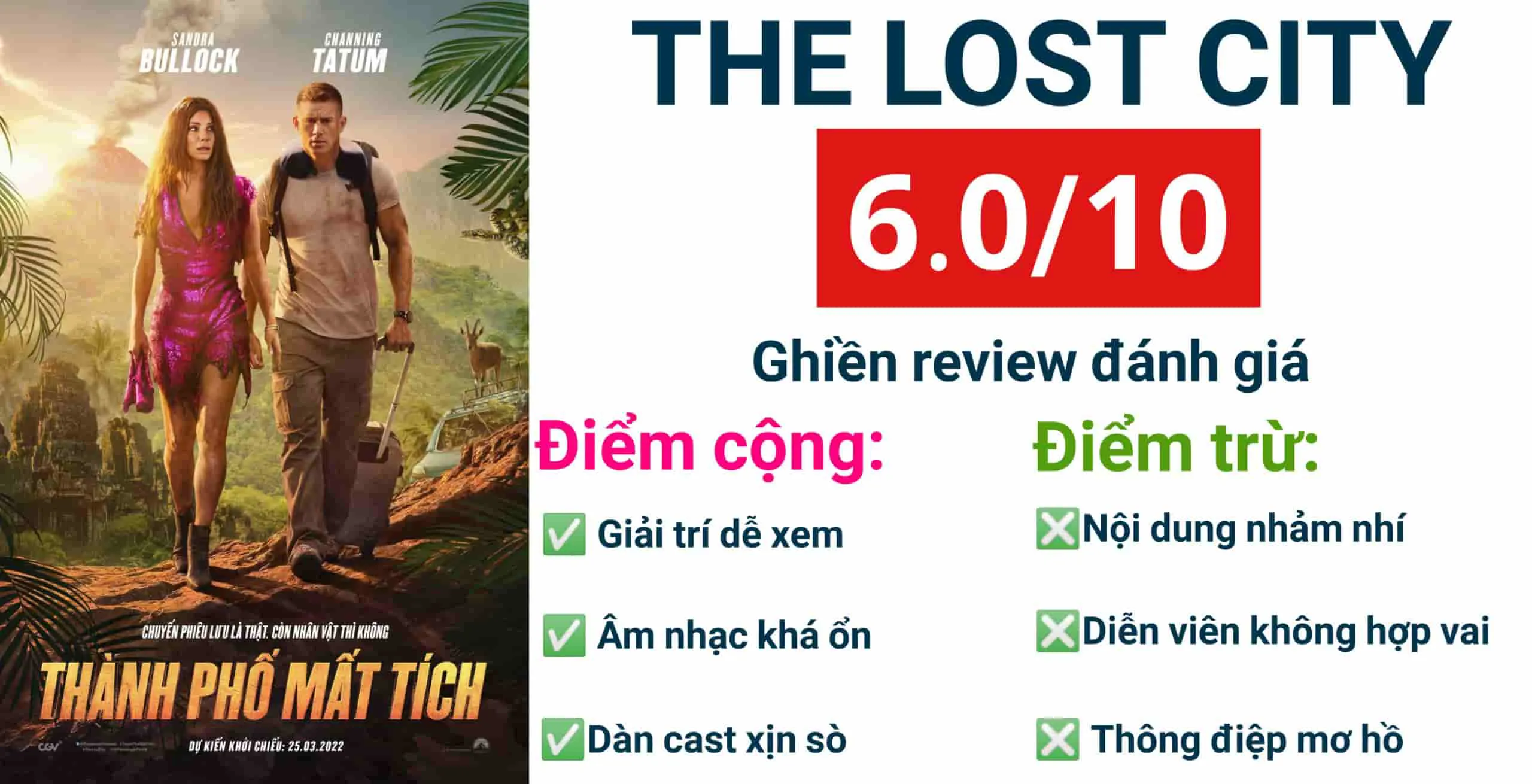 Review phim The Lost City – Hài nhảm nhạt nhòa uổng phí dàn cast xịn