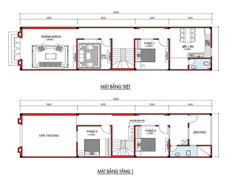 Các mẫu thiết kế nhà 60m2 3 phòng ngủ lý tưởng