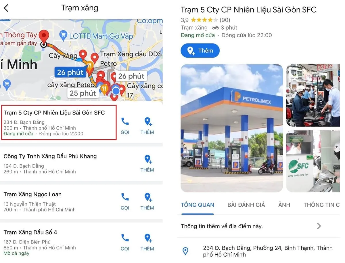 Cách tìm cây xăng gần nhất trên Google Maps chính xác 100%