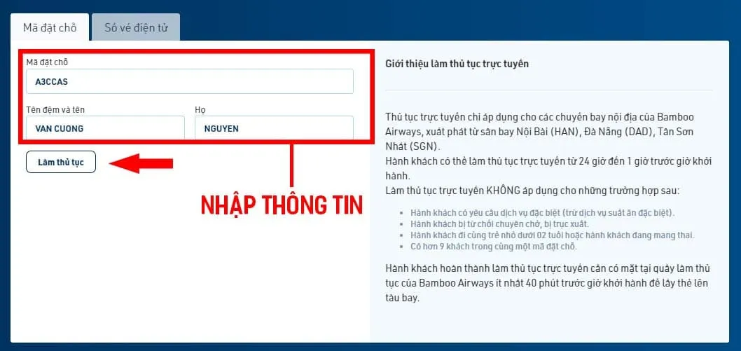Hướng dẫn cách làm thủ tục trực tuyến Bamboo Airways (check-in online)