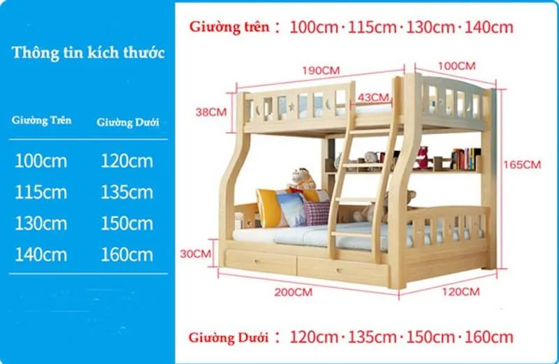 Hướng dẫn chọn kích thước giường tầng trẻ em phù hợp nhất